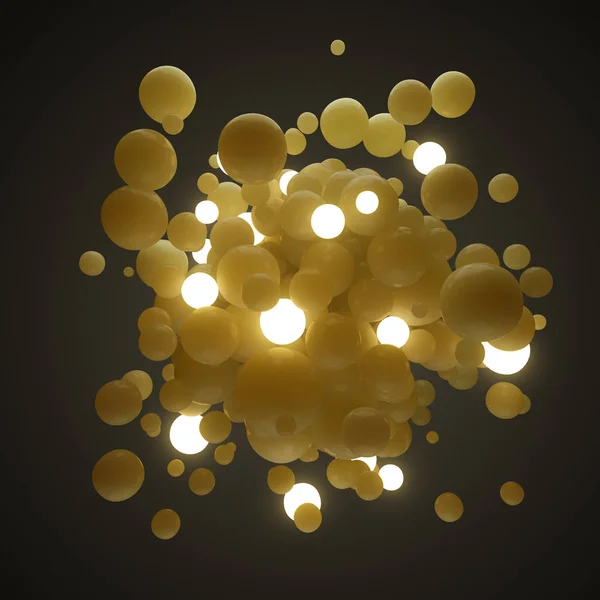 Bolas translúcidas abstractas con bolas ligeras entre ellas —  Fotos de Stock