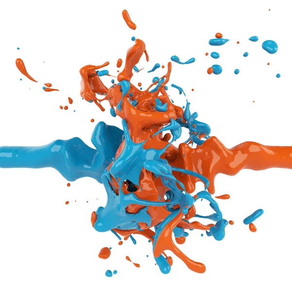 Two paint streams collision abstract splash — Stock Photo, Image