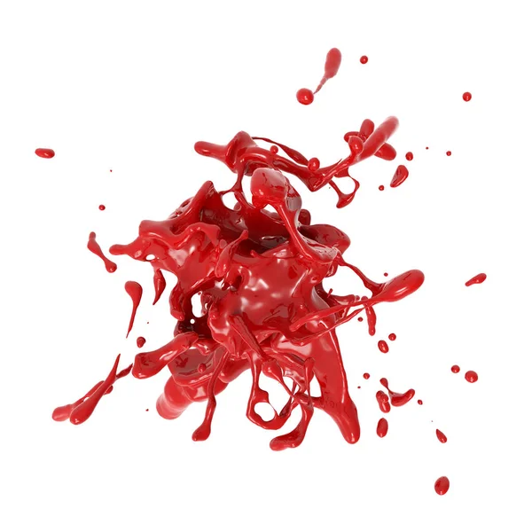 Red paint abstract splash on white background — ストック写真