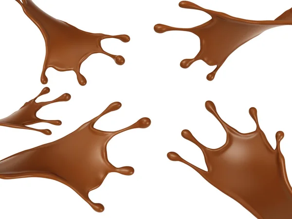 Tmavá čokoláda boční splash set — Stock fotografie
