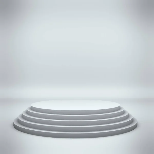 Empty white round steps podium — Stock Photo, Image