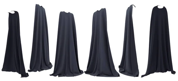 Witch zwarte cape opknoping van schouders set — Stockfoto