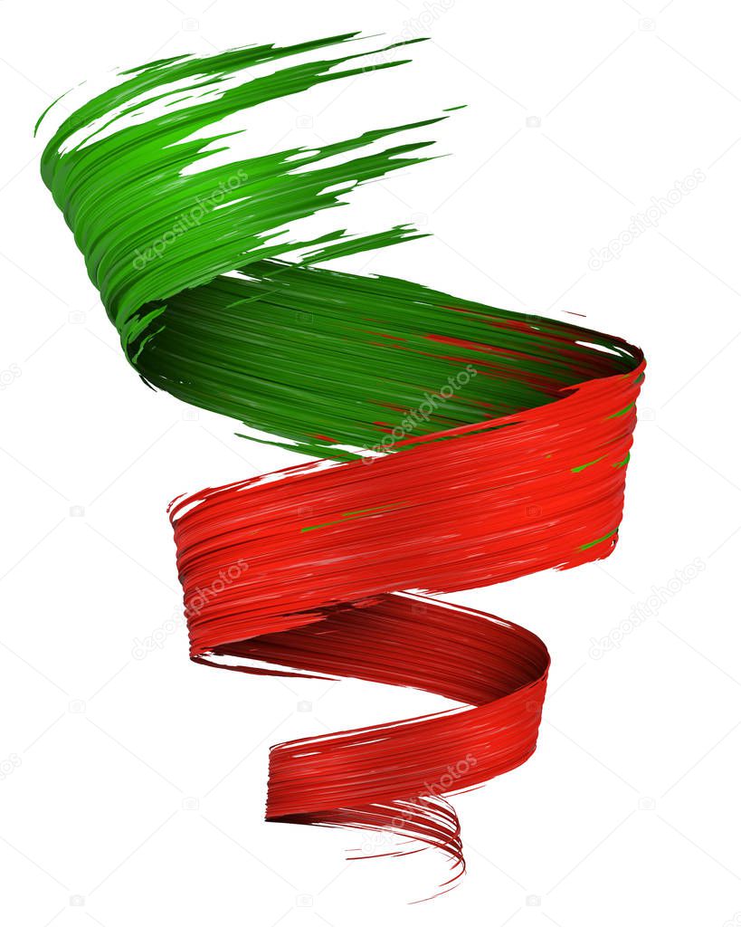 3D brush paint stroke swirl in Portugal flag colors