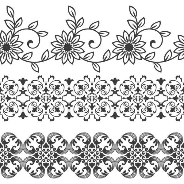 Modèle de vecteur de bordure florale sans couture. — Image vectorielle
