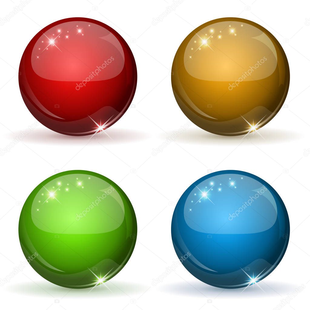 Color glossy balls set on white