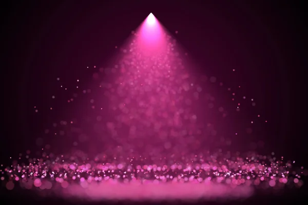 Pink light spotlight with falling glowing sparkles — Stock Photo, Image