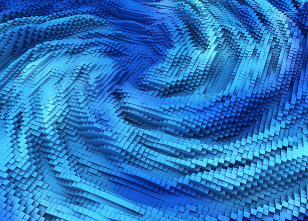 Abstract blue topography cubes background