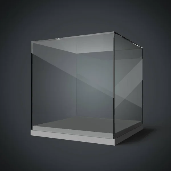 Glasvitrinenwürfel innen leer — Stockfoto