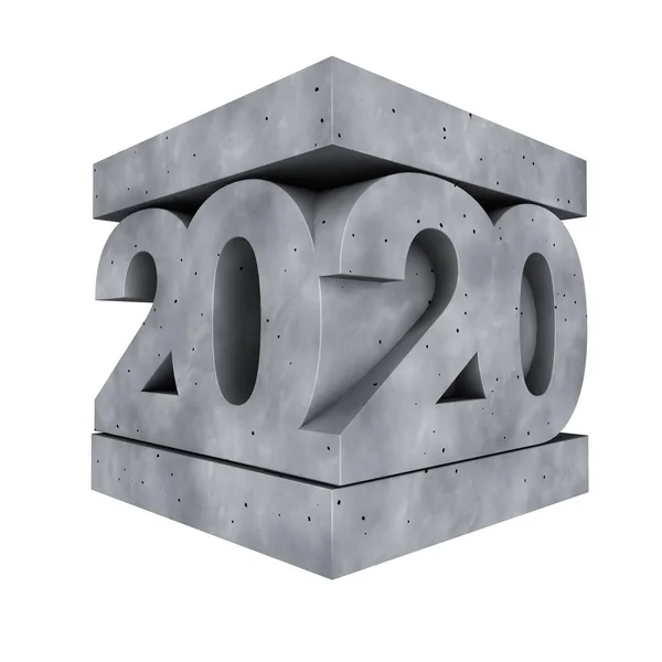 Бетонний блок з новорічними цифрами 2020 року — стокове фото