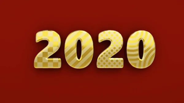 Neues Jahr 2020 Goldfiguren mit unterschiedlichen Mustern — Stockfoto