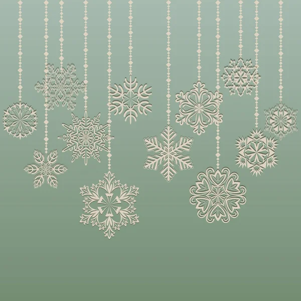 Christmas hanging snowflakes vector background — Stock Vector