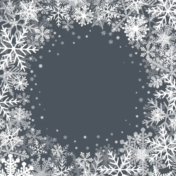 Χριστουγεννιάτικο φόντο με λευκό νιφάδες χιονιού σύνορα — Διανυσματικό Αρχείο