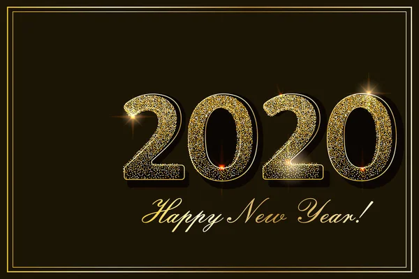 Tarjeta de Año Nuevo confeti de oro 2020 — Vector de stock
