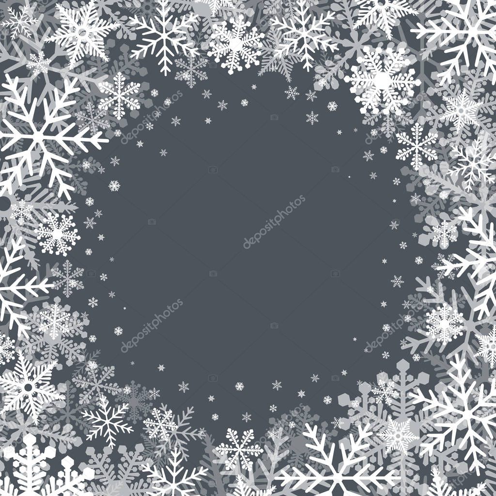 Christmas background with white snowflake borders