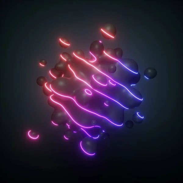 Метаболлы черной формы с красочными огнями линии — стоковое фото