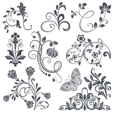 Klasik çiçek tasarım elementleri