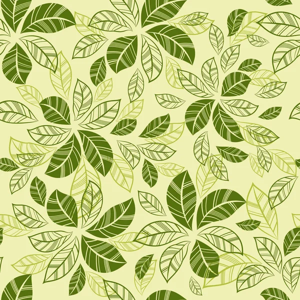 Seamless leaves shapes green pattern — Stock Vector