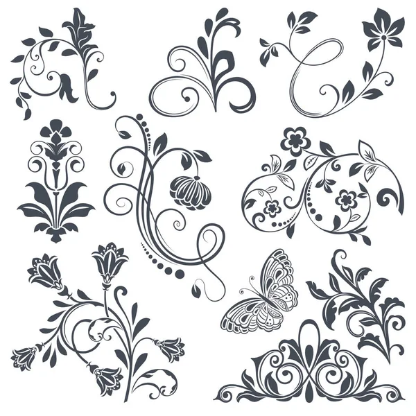 Старовинні елементи дизайну квітів — стоковий вектор