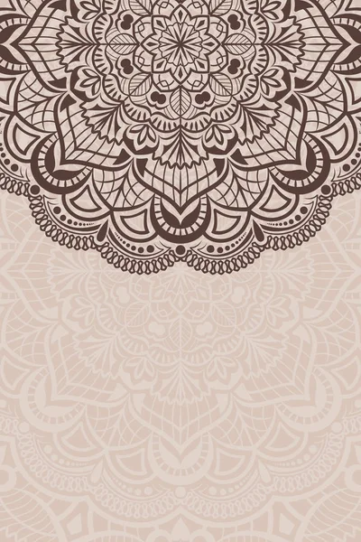 Bruine en beige kaart met bloemsieraad — Stockvector