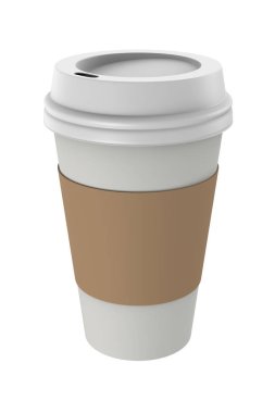 Beyaz Arkaplanda Beyaz Kağıt Kahve Fincanı