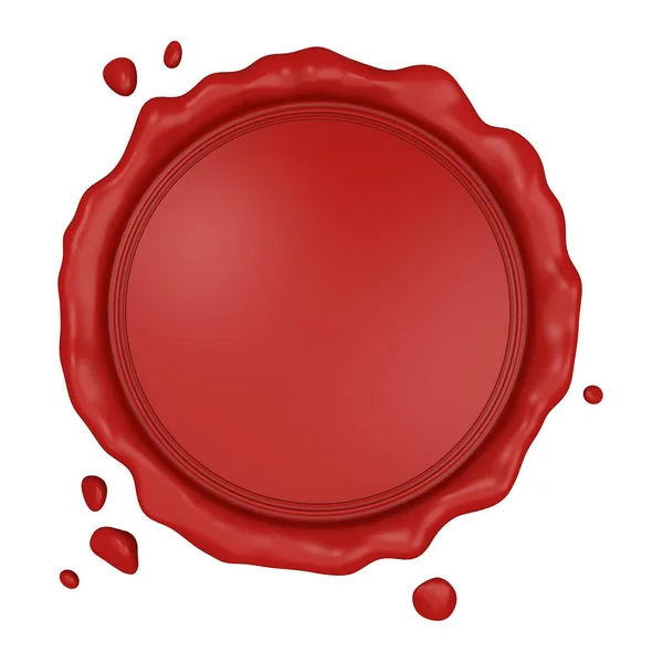 Selo de cera vermelha em branco — Fotografia de Stock