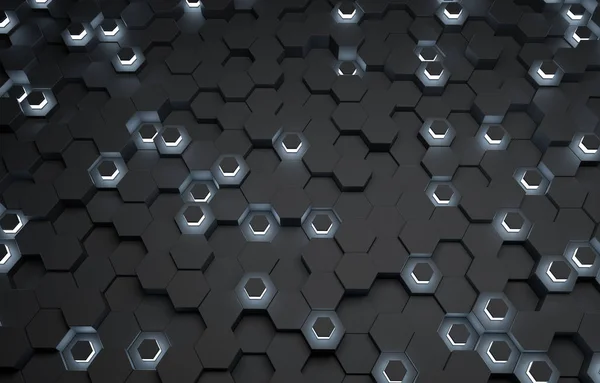 Abstract black 3D hexagons modern background — Stock Photo, Image