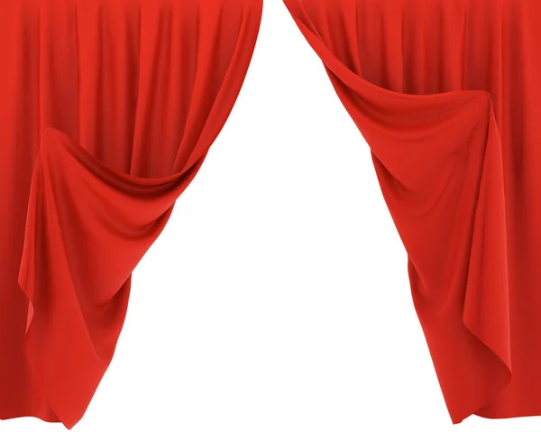 Red curtains half-opened — Stock Photo, Image