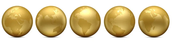 Gold Earth globe set — Stock Photo, Image