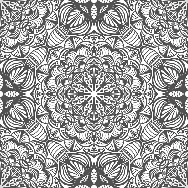 Fond floral noir et blanc sans couture — Image vectorielle