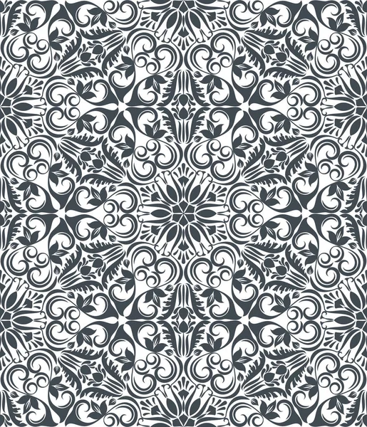 Απρόσκοπτη μαύρο και άσπρο μοτίβο λουλουδιών — Διανυσματικό Αρχείο