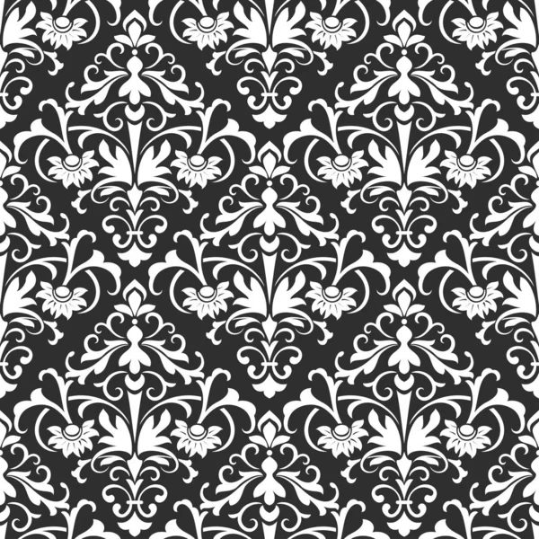 黒と白のシームレスなヴィンテージ壁紙 — ストックベクタ