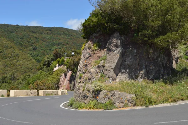 A turning point of winding mountain road in Tenerife