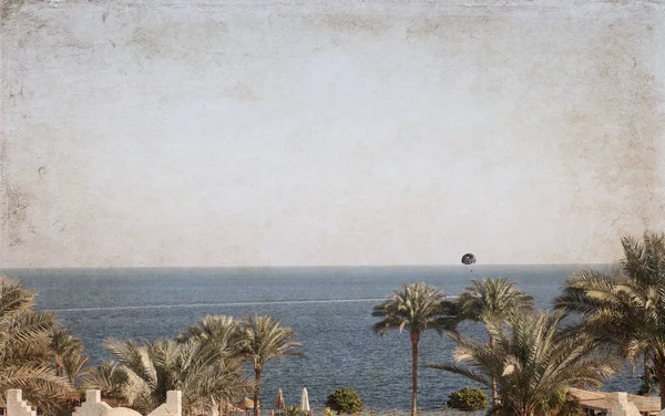 Artwork in retro style, Tourist resort in  Egypt, beach,  Sharm — Stock Photo, Image