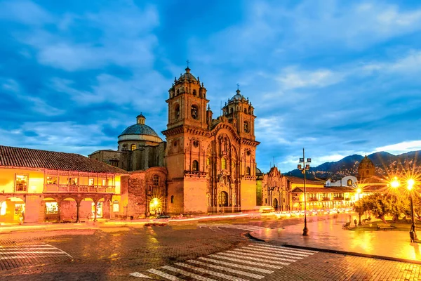 Cusco, Peru - Plaza de Armas and Church of the Society of Jesus Stock Image