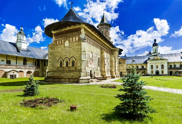 Neamt, Moldavia,Romania: Medieval stone church in Bucovina, Northeast Romania — Stockfoto