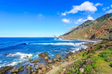 Tenerife, Kanarya Adaları, İspanya - Roque de görülen Benijo beach 