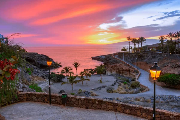 Playa Paraiso, Tenerife, Canary islands, Spain: Sunset on Playa Playa Las Galgas — Stock Photo, Image