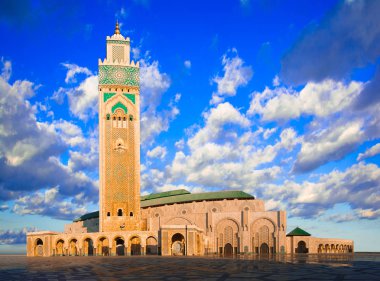 Hassan Ii Cami, Casablanca, Fas: Sabah erken, görüntüleme