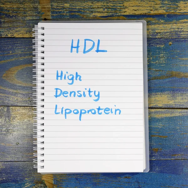 HDL- Lipoprotéine de haute densité écrite dans le carnet — Photo