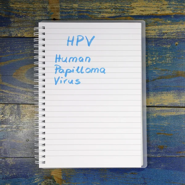 HPV- Papilloma umano Diagnosi del virus scritta nel taccuino — Foto Stock