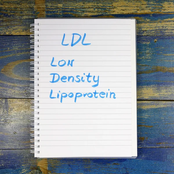 LDL - lipoprotein o niskiej gęstości, zapisane w notesie — Zdjęcie stockowe