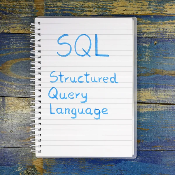 SQL - Structured Query Language γραμμένο στο Σημειωματάριο — Φωτογραφία Αρχείου