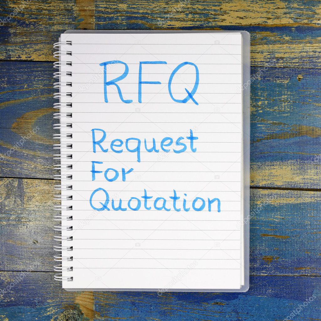 RFQ- Request For Quotation written in notebook