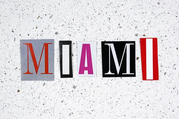 Miami word on handmade paper texture — Stock Photo, Image