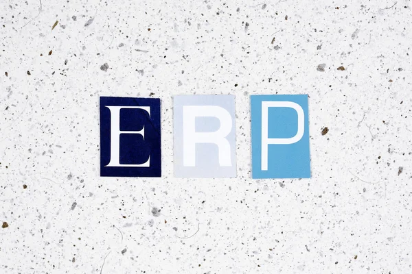 Erp (Enterprise Resource Planning) Akronym auf Büttenpapier — Stockfoto