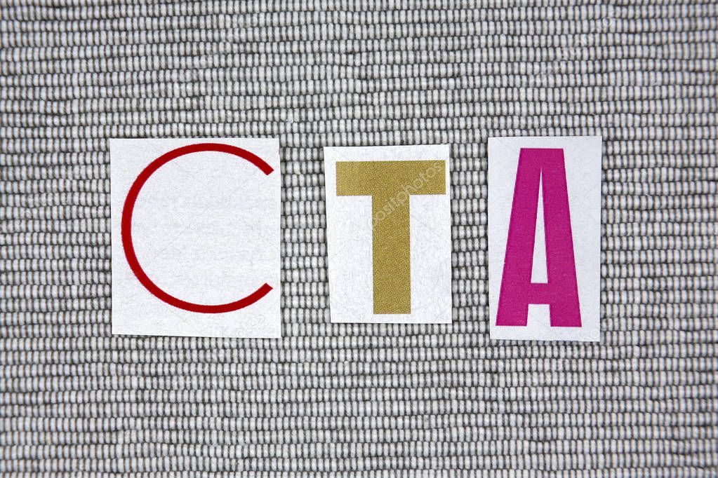 CTA (Call To Action) acronym on grey background