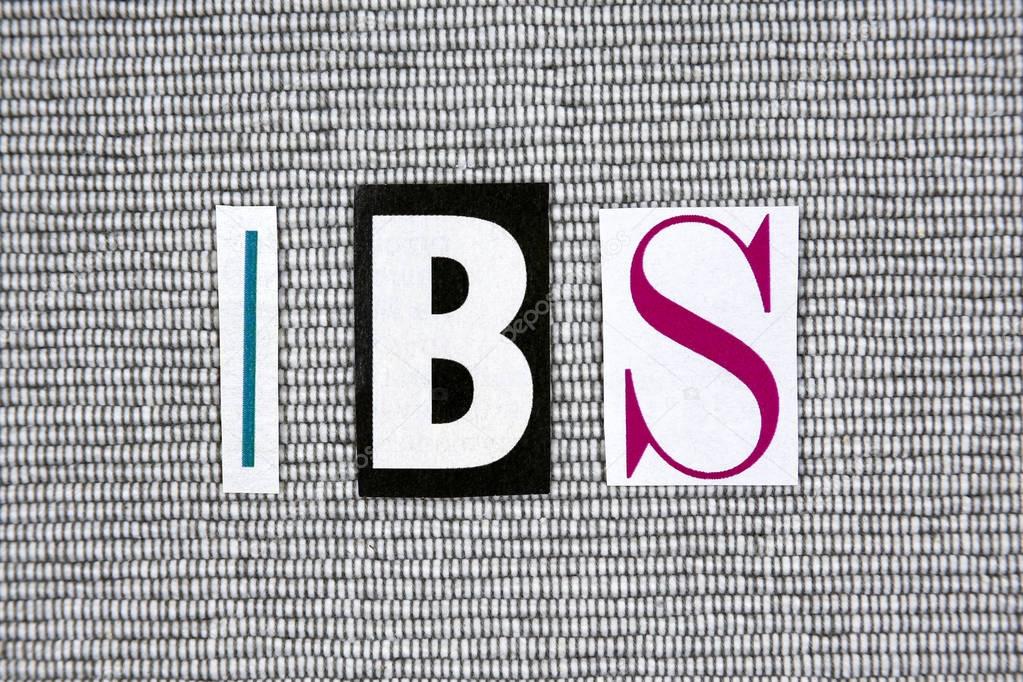IBS (Irritable Bowel Syndrome) acronym on grey background