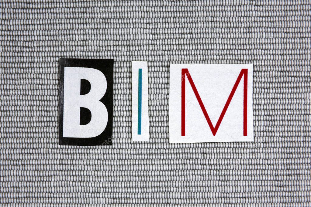 BIM (Building Information Modeling) acronym on grey background
