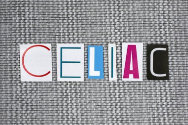 gri arka plan üzerinde Çölyak kelime