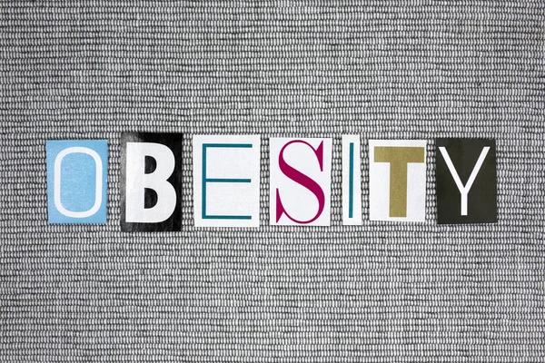 Gri arka plan üzerinde obezite kelime — Stok fotoğraf